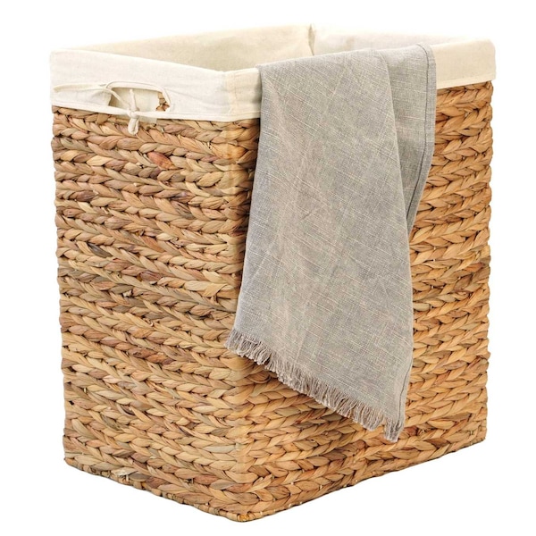 Vintiquewise Handmade Rectangular Water Hyacinth Wicker Laundry Hamper with Lid Natural, Large QI004242.L - main